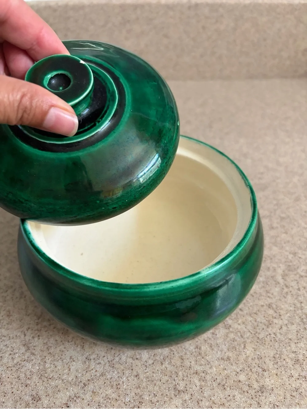 Handmade Jade Green Ceramic Pottery Organization Keys Spices Tea Sugar